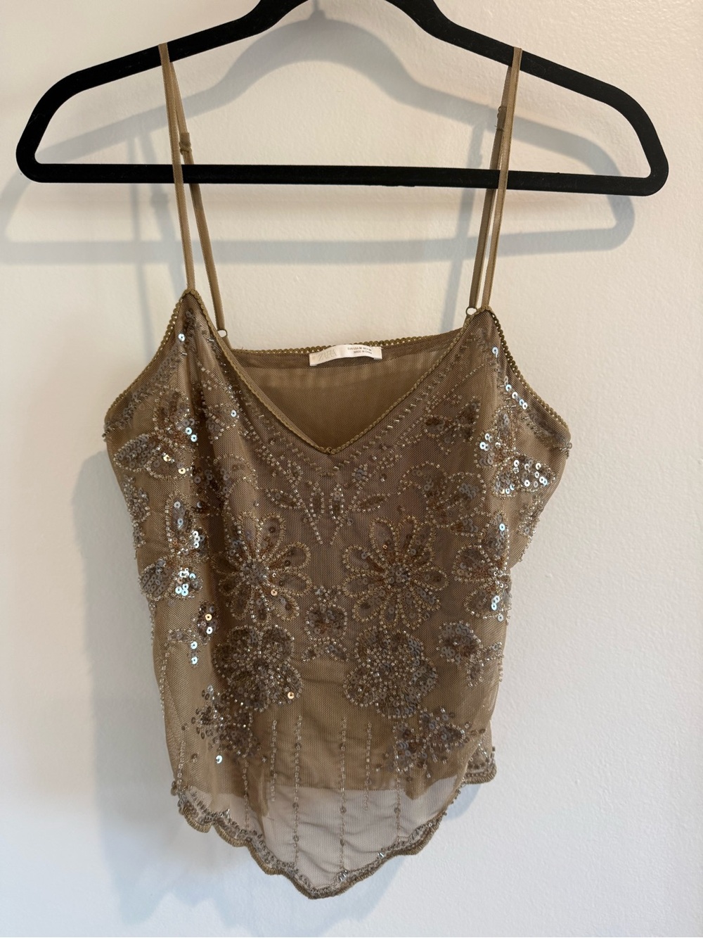 Zara Beaded Floral Sequin Camisole